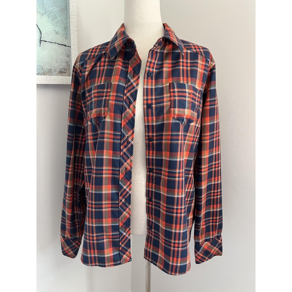 The North‎ Face Shirt Womens Large Blue Plaid Button Up Lightweight Outdoor